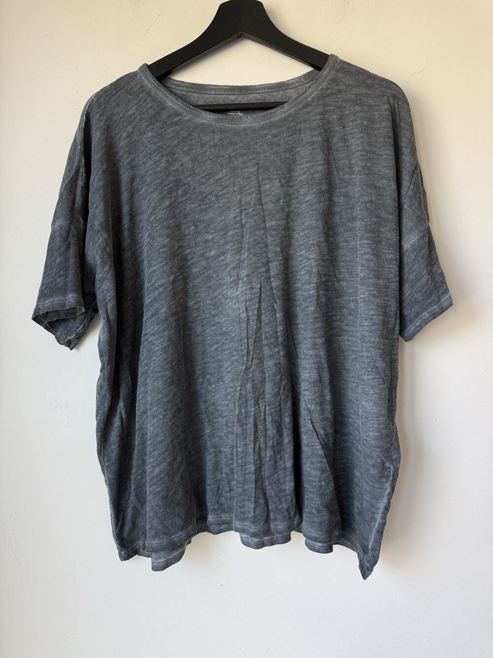 Eileen Fisher Organic Cotton T Shirt Medium Relaxed Charcoal Gray Minimalist